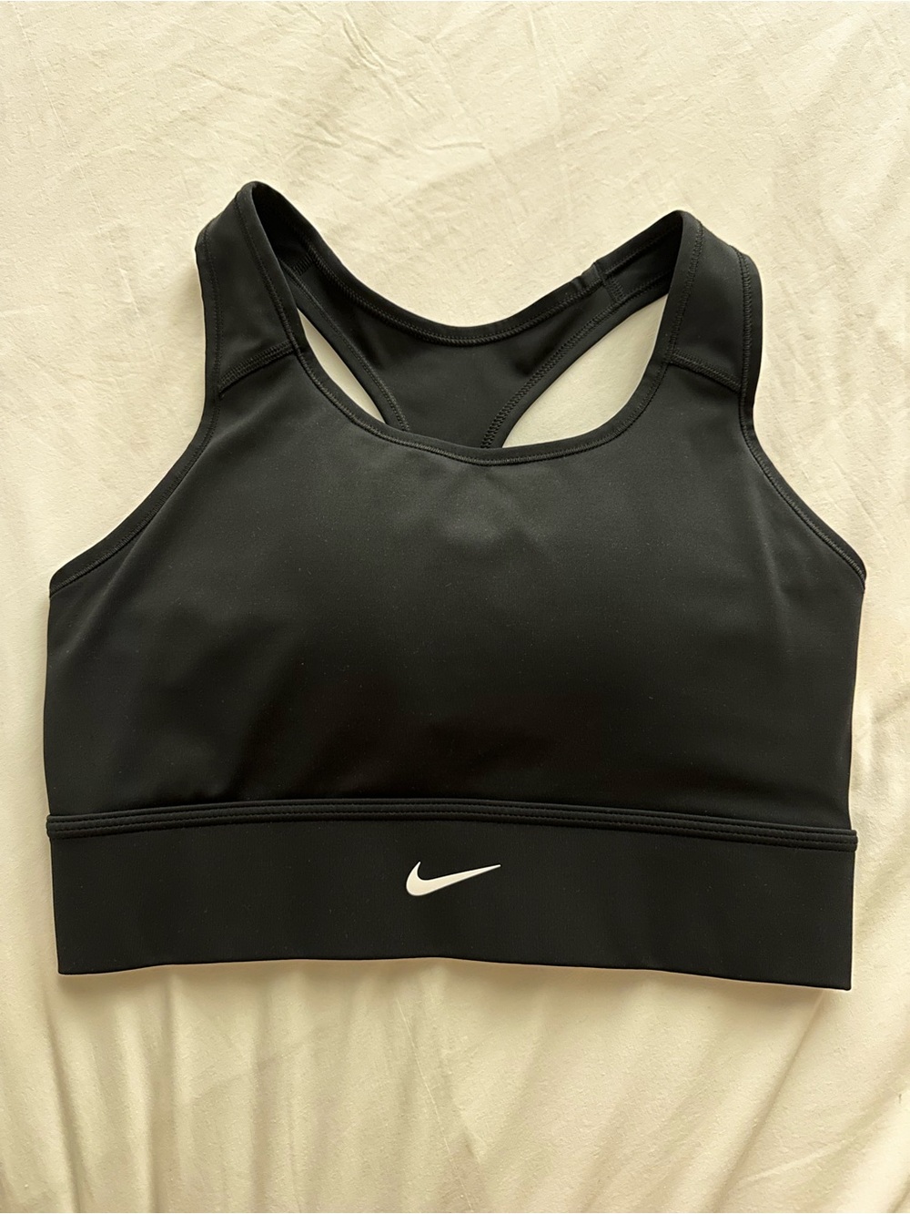 Nike Black Racerback Sports Bra with White Swoosh